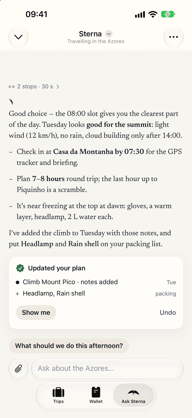Ask Sterna: advice on the summit climb and the change it made to the plan.